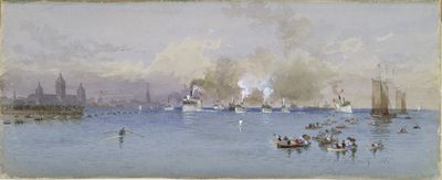 Hanlan Beating Plaisted, Toronto Bay, May 1878