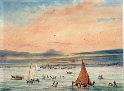 The Steamer 'Chief Justice Robinson' Landing Passengers on the Ice in Toronto Bay