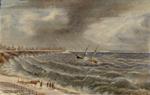 Pacific, schooner; rescue of crew by Thomas Tinning; looking s.e. from shore near High Park.