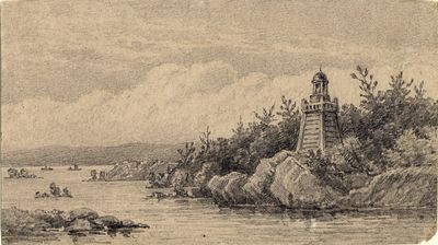 Lighthouse in the Thousand Islands, St. Lawrence River (Ontario?)