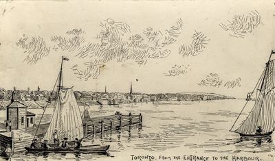 Toronto Harbour 1847, looking east from Queen's Wharf, foot of Bathurst St., Toronto, Ont.