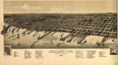 A bird's eye view of the city of Ashland, Wis., county seat of Ashland County 1886