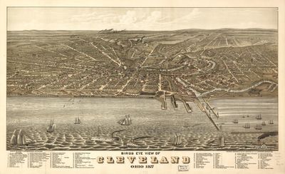 Birds eye view of Cleveland, Ohio 1877