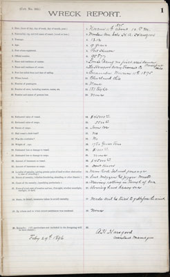 Wreck Reports, Cleveland, 1895-98