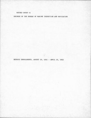 Detroit Enrollments, 10 August 1831-16 April 1835