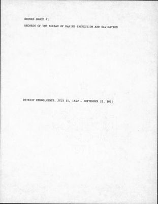 Detroit Enrollments, 11 July 1842 - 22 September 1851