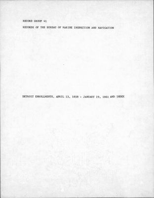 Detroit Enrollments, 13 April 1858 - 19 January 1861