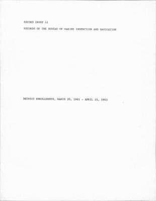 Detroit Enrollments, 20 March 1861 - 25 April 1863