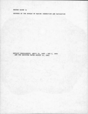 Detroit Enrollments, 25 April 1863 - 5 May 1864