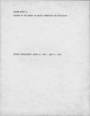 Detroit Enrollments, 23 March 1865 - 6 April 1866