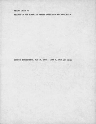 Detroit Enrollments, 9 May 1868 - 6 June 1870