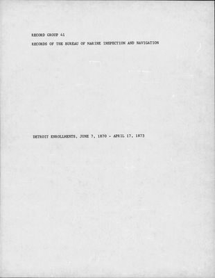 Detroit Enrollments, 7 June 1870 - 17 April 1873