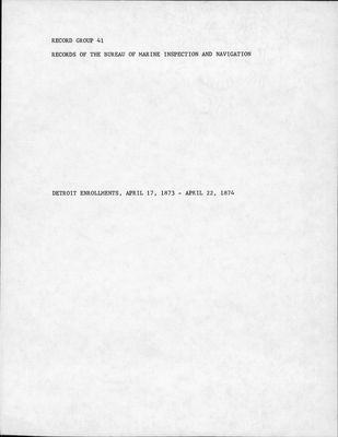 Detroit Enrollments, 17 April 1873 - 22 April 1874