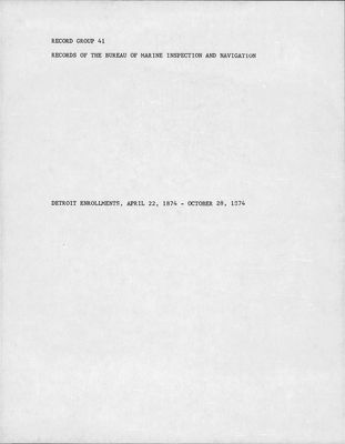 Detroit Enrollments, 22 April 1874 - 28 October 1874