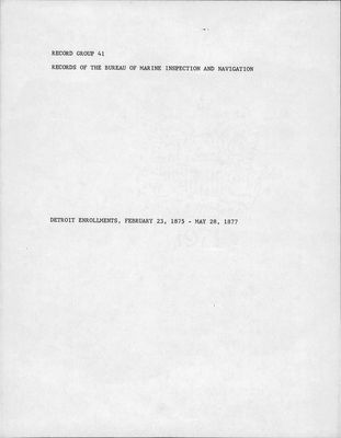 Detroit Enrollments, 23 February 1875 - 28 May 1877