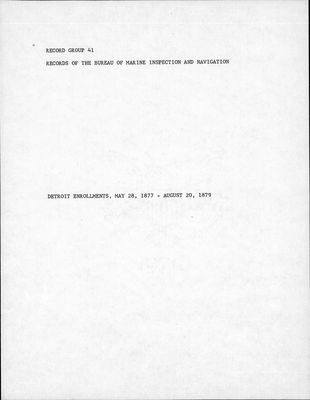 Detroit Enrollments, 28 May 1877 - 20 August 1879