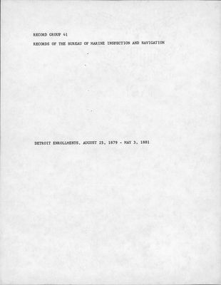 Detroit Enrollments, 25 August 1879 - 3 May 1881