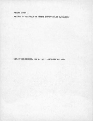 Detroit Enrollments, 4 May 1881 - 15 September 1882