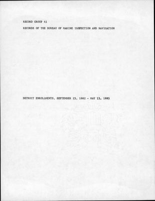 Detroit Enrollments, 23 September 1882 - 13 May 1885