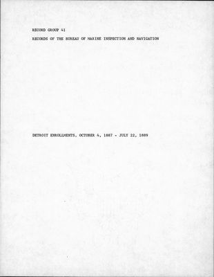 Detroit Enrollments, 4 October 1887 - 22 July 1889