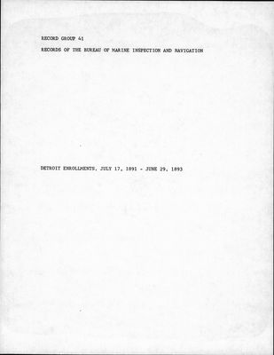 Detroit Enrollments, 17 July 1891 - 29 June 1893