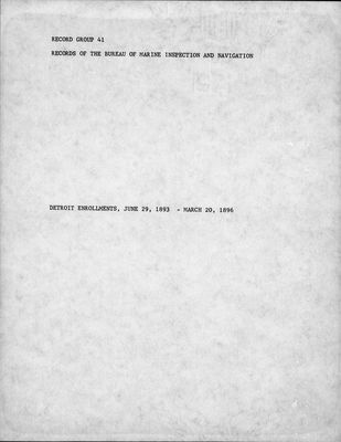 Detroit Enrollments, 29 June 1893 - 20 March 1896